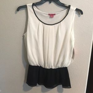 Never Worn Black and Cream Sleeveless Blouse
